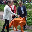 Den andre skulpturen som ble avduket var "Geometrisk rev", tegnet av Sofie Sollid Gjertsen, Setermoen skole. Foto: Lise Åserud, NTB scanpix